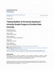 Research paper thumbnail of Varying Realities of the Human Experience": University Studies Program at Portland State University