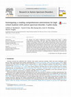 Research paper thumbnail of Investigating a reading comprehension intervention for high school students with autism spectrum disorder: A pilot study