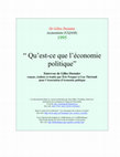 Research paper thumbnail of Qu'est-ce que l'économie politique ?