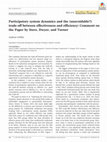 Research paper thumbnail of Participatory system dynamics and the (unavoidable?) trade-off between effectiveness and efficiency: Comment on the Paper by Stave, Dwyer, and Turner