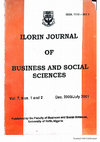 Research paper thumbnail of Ilorin Journal Of Business And Social Sciences Vol. 7 NO 1 and 2 DEC