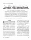 Research paper thumbnail of Nature Talk in an Appalachian Newspaper: What Environmental Discourse Analysis Reveals about Efforts to Address Exurbanization and Climate Change