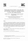 Research paper thumbnail of Relationship between Bond's work index (Wi) and uniformity constant (n) of grinding kinetics on Tower mill milling limestone