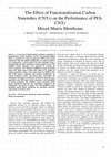 Research paper thumbnail of The Effect of Functionalization Carbon Nanotubes (CNTs) on the Performance of PES-CNTs Mixed Matrix Membrane