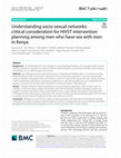 Research paper thumbnail of Understanding socio-sexual networks: Critical consideration for HIVST intervention planning among men who have sex with men in Kenya