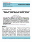 Research paper thumbnail of Learners preferences of oral corrective feedback: An example of Turkish as a foreign language learners