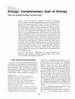 Research paper thumbnail of Extropy: Complementary Dual of Entropy