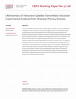 Research paper thumbnail of Effectiveness of Interactive Satellite-Transmitted Instruction: Experimental Evidence from Ghanaian Primary Schools. CEPA Working Paper No. 17-08