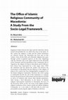 Research paper thumbnail of The Office of Islamic Religious Community of Macedonia: A Study From the Socio-Legal Framework