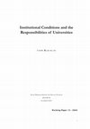 Research paper thumbnail of Institutional conditions and the responsibilities of universities