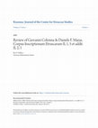 Research paper thumbnail of Review of Giovanni Colonna & Daniele F. Maras, Corpus Inscriptionum Etruscarum II, 1, 5 et addit. II, 2, 1