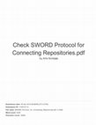 Research paper thumbnail of SWORD Protocol for Connecting Repositories: Supporting Knowledge Management for Research Based Institutions