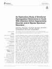 Research paper thumbnail of An Exploratory Study of Emotional Dysregulation Dimensions in Youth With Attention Deficit Hyperactivity Disorder and/or Bipolar Spectrum Disorders