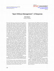 Research paper thumbnail of “Sport Without Management”: A Response [AUQ1]