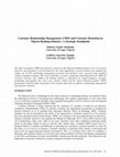 Research paper thumbnail of Customer Relationship Management (CRM) and Customer Retention in Nigeria Banking Industry: A Strategic Standpoint