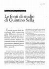 Research paper thumbnail of Le fonti di studio di Quintino Sella