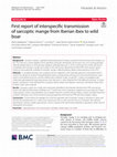 Research paper thumbnail of First report of interspecific transmission of sarcoptic mange from Iberian ibex to wild boar