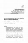 Research paper thumbnail of Aktualisasi Wacana Critical Pedagogy Menuju Pendidikan Inklusif