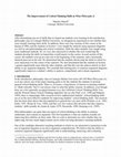 Research paper thumbnail of The Improvement of Critical Thinking Skills in What Philosophy