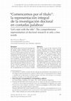 Research paper thumbnail of “Comencemos por el título”: la representación integral de la investigación doctoral en contadas palabras