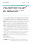 Research paper thumbnail of Patterns of privilege: A total cohort analysis of admission and academic outcomes for Māori, Pacific and non-Māori non-Pacific health professional students