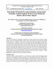 Research paper thumbnail of Knowledge Of Suicide Prevention Methods Among Senior Secondary Schools Students In Rivers East Senatorial District, Rivers State, Nigeria