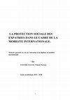 Research paper thumbnail of LA PROTECTION SOCIALE DES EXPATRIES DANS LE CADRE DE LA MOBILITE INTERNATIONALE