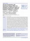 Research paper thumbnail of Thermal acclimation and nutritional history affect the oxidation of different classes of exogenous nutrients in Siberian hamsters, Phodopus sungorus