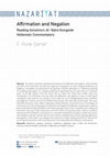 Research paper thumbnail of Affirmation and Negation: Reading Avicenna's Al-'Ibara Alongside Hellenistic Commentators [Nazariyat 8/1, May 2022: 1-24]