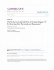 Research paper thumbnail of On the Conversational Style of Ronald Reagan: "A-E=[less than]Gc" Revisited and Reassessed