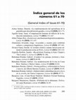 Research paper thumbnail of Índice General De Los Números 61 a 70