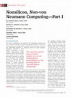 Research paper thumbnail of Nonsilicon, Non-von Neumann Computing—Part I [Scanning the Issue]