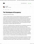 Research paper thumbnail of The Techniques of Occupancy: A Program for Democratic Ecology