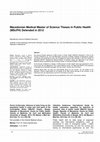 Research paper thumbnail of Macedonian Medical Master of Science Theses in Public Health (MScPH) Defended in 2012