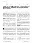 Research paper thumbnail of Lack of association between serum uric acid and organ damage in a never-treated essential hypertensive population at low prevalence of hyperuricemia