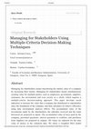 Research paper thumbnail of Managing for Stakeholders Using Multiple-Criteria Decision-Making Techniques