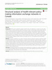 Research paper thumbnail of Structural analysis of health-relevant policy-making information exchange networks in Canada