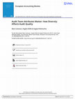 Research paper thumbnail of Audit Team Attributes Matter: How Diversity Affects Audit Quality