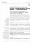 Research paper thumbnail of Facebook Intrusion as a Mediator Between Positive Capital and General Distress: A Cross-Cultural Study