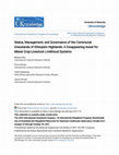 Research paper thumbnail of Status, Management, and Governance of the Communal Grasslands of Ethiopia’s Highlands: A Disappearing Asset for Mixed Crop-Livestock Livelihood Systems