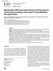 Research paper thumbnail of Morphologic differences observed by scanning electron microscopy according to the reason for pseudophakic IOL explantation