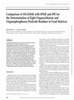 Research paper thumbnail of Comparison of HS-SDME with SPME and SPE for the Determination of Eight Organochlorine and Organophosphorus Pesticide Residues in Food Matrices