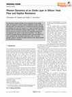 Research paper thumbnail of Phonon Dynamics at an Oxide Layer in Silicon: Heat Flow and Kapitza Resistance