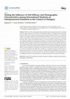 Research paper thumbnail of Testing the Influence of Self-Efficacy and Demographic Characteristics among International Students on Entrepreneurial Intention in the Context of Hungary