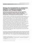 Research paper thumbnail of Primary liver transplantation for autoimmune hepatitis: A comparative analysis of the European Liver Transplant Registry