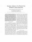 Research paper thumbnail of Security analysis of a protocol for pollution attack detection