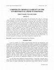 Research paper thumbnail of Corporate Criminal Liability on the Environmental Crime in Indonesia