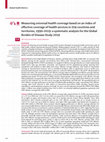 Research paper thumbnail of Measuring universal health coverage based on an index of effective coverage of health services in 204 countries and territories, 1990–2019: a systematic analysis for the Global Burden of Disease Study 2019