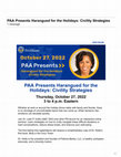 Research paper thumbnail of PITT OCT Civility strategies for the holidays