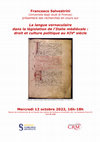 Research paper thumbnail of 12.10.2022 F. Salvestrini, La langue vernaculaire dans la législation de l'Italie médiévale